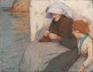 Dame Laura Knight, RA, RWS - Knitting