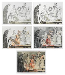 Dame Paula Rego R.A. - Death Goes Shopping (Unique Stage Proofs) (see Rosenthal 277)