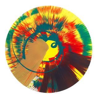 Damien Hirst - Beautiful Big Whopper Hooters Bang Bang Whoop Whoop Lights on Green Go Go Go Ye Ha Ye Ha Gift Painting