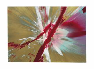 Damien Hirst - Beautiful Bleeding Wound Over The Materialism Of Money Painting