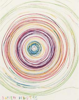 Damien Hirst - beautiful exotic stretching etchy spinning void etching, from The Stütz Mappe Portfolio