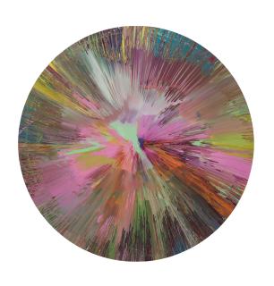 Damien Hirst - Beautiful, let\'s go to la-la land and make out with all the top bollocks yum yums and drink sugary syrup liquid until we overdose on fucking bliss painting (without emotion)