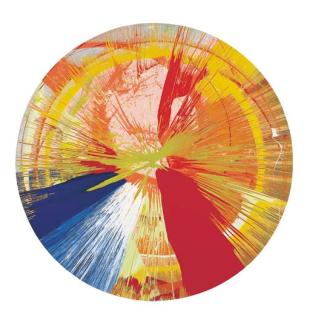 Damien Hirst - beautiful, vaginal, spiral, escalating, blood, space, escaping painting