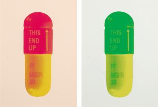 Damien Hirst - The Cure - Powder Pink/Lollypop Red/Golden Yellow; And The Cure - Mint Blue/Apple Green/Lemon Yellow