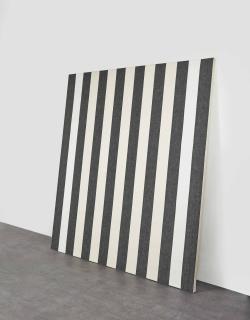 Daniel Buren - Peinture Acrylique Blanche Sur Tissu Rayé Blanc Et Noir