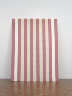Daniel Buren - Peinture Acrylique Blanche Sur Tissu Rayé Blanc Et Rouge