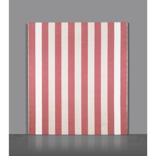 Daniel Buren - Peinture Acrylique Sur Tissu Rayé Blanc Et Rouge