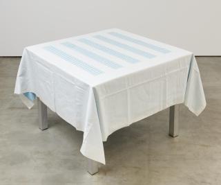 Daniel Buren - Unique Tablecloth with Laser-Cut Lace (für Parkett 66).