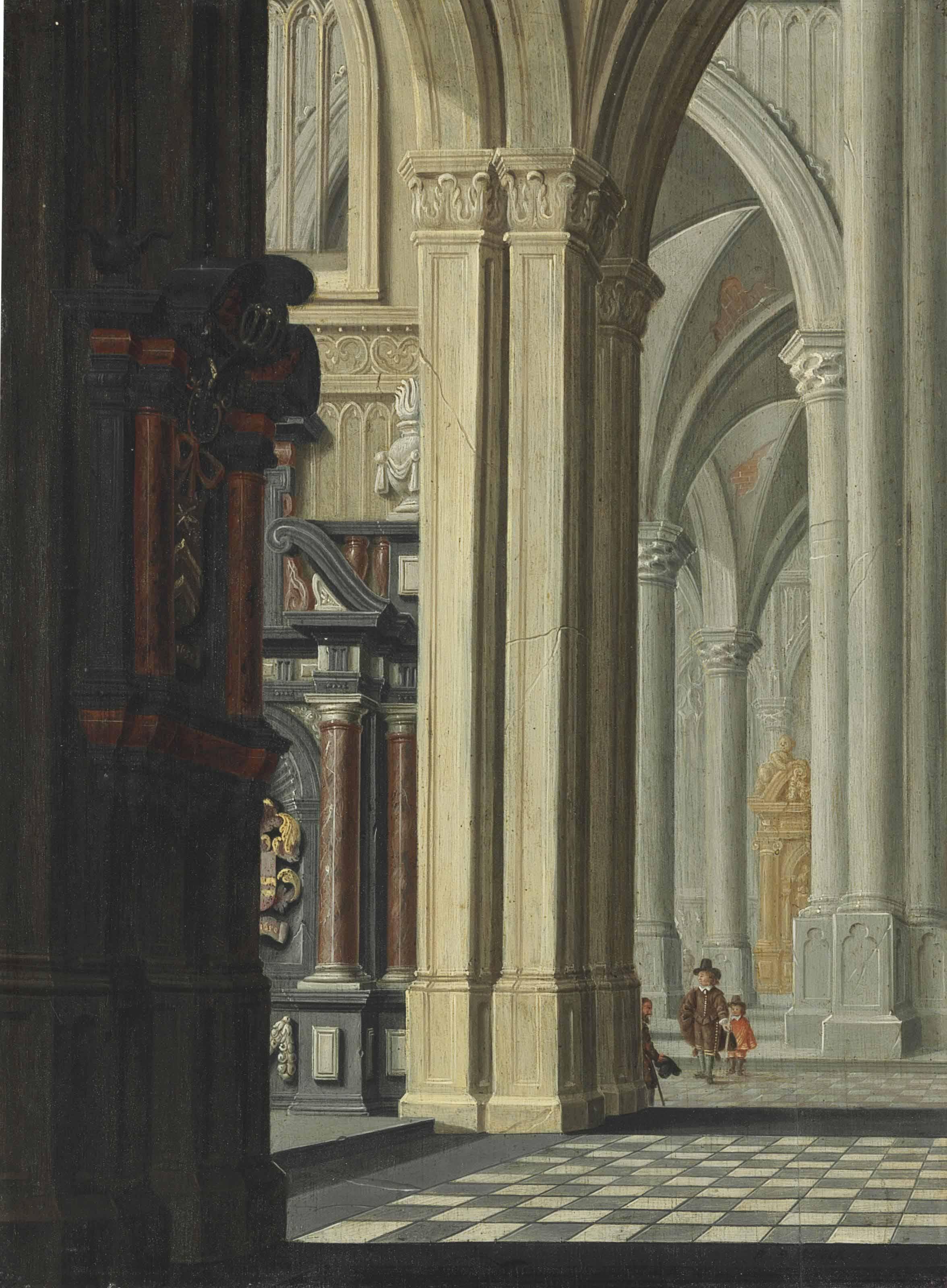 Daniel De Blieck - An Imaginary Church Interior With Gothic Vaults