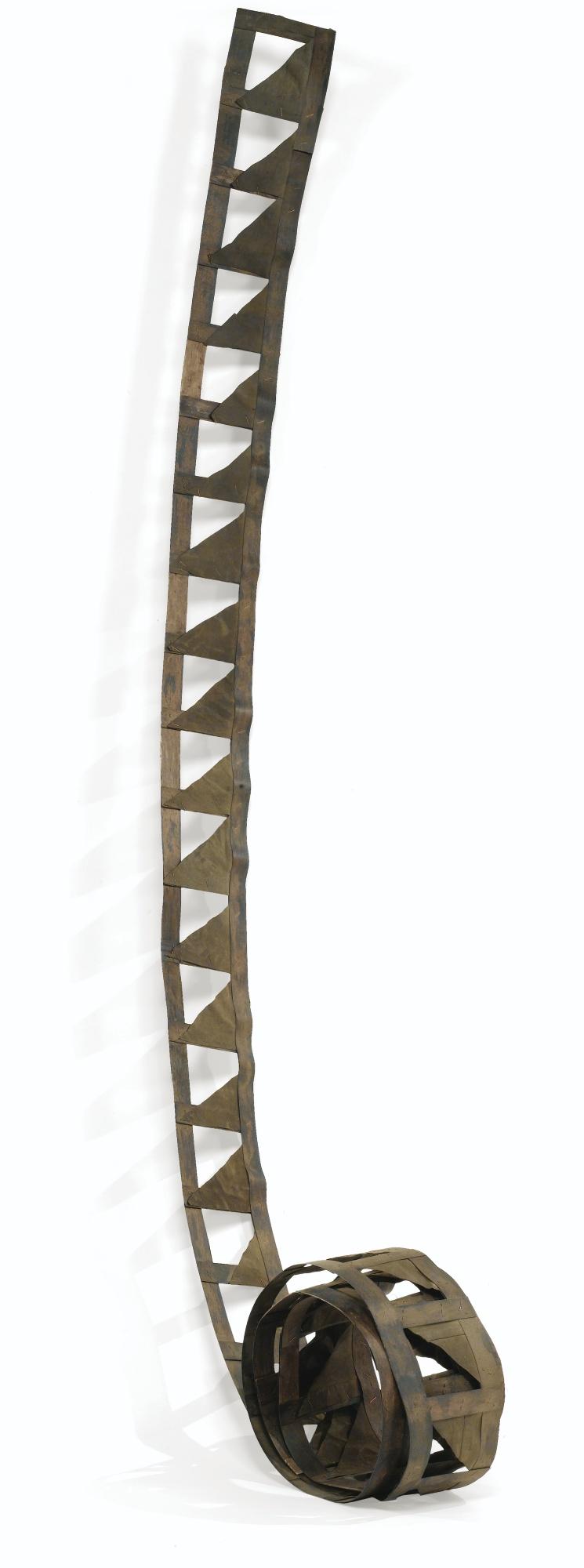 Daniel Dezeuze - Rouleau De Bois De Placagesigned And Dated 1970; Wood Veneer And Cut Canvas.