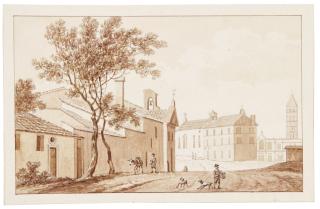 Daniël Dupré - A) A view in the Italian campagna; B) A southern town view