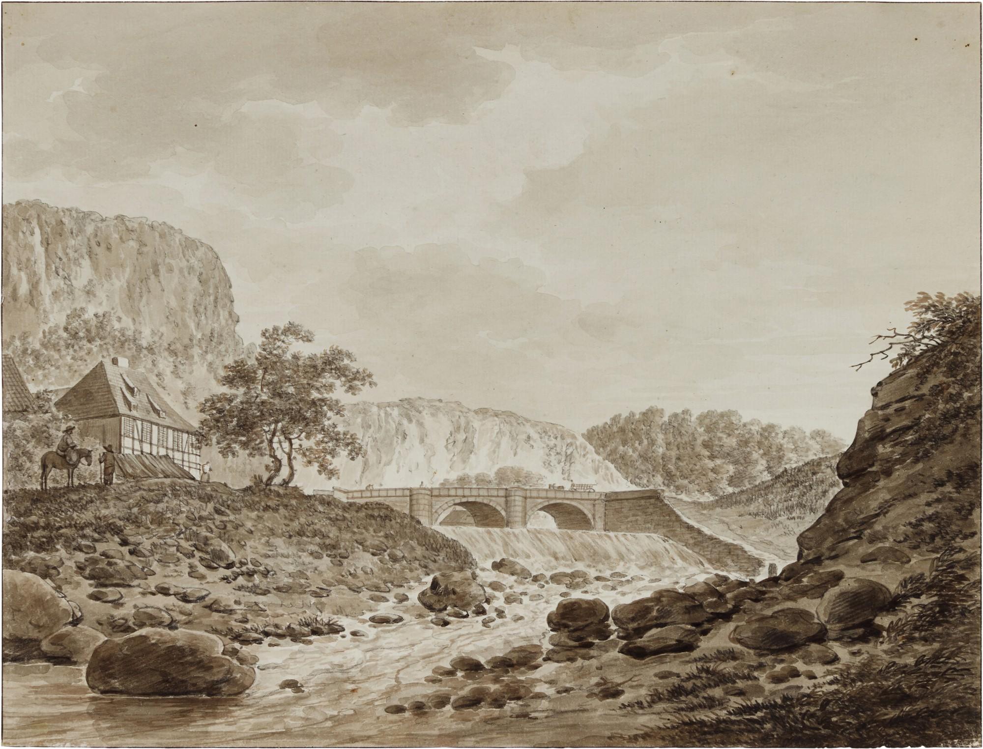 Daniël Dupré - View Of The Hegereiterbrücke Over The Waterfalls At Plauen, Near Dresden