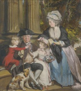 Daniel Gardner, A.R.A. - Andrew Grote (1710-1788) with wife Mary Anne Culverdon (1740-1797) and children, William and Marianne, with their spaniel