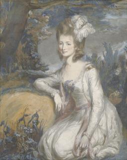 Daniel Gardner, A.R.A. - Portrait of Elizabeth Harcourt Vernon, wife of George, 2nd Earl of Harcourt, small half-length with feathers in her hair