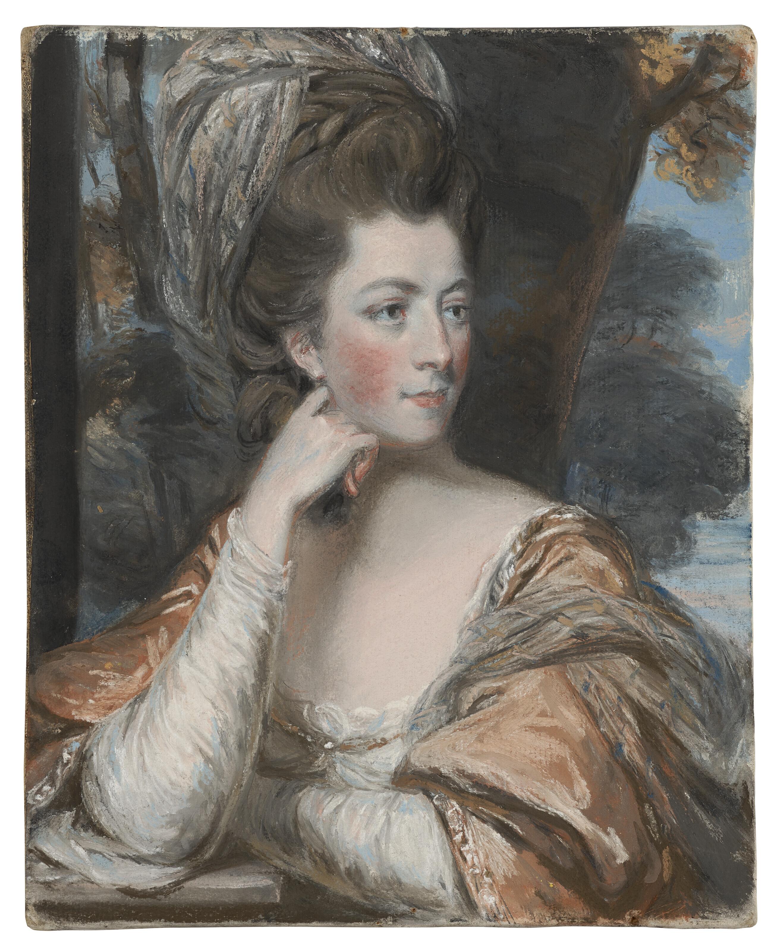 Daniel Gardner, A.R.A. - Portrait of Sarah Fane, Countess of Westmorland (née Sarah Anne Child, 1763-1793), half-length, leaning on a ledge