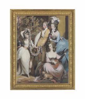 Daniel Gardner - A full length portrait of Mary Sturt of Crichel (1740-1807) standing with her three eldest children, Diana, Mary and Humphry