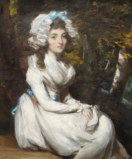 Daniel Gardner - Portrait of a young lady, possibly Elizabeth Ann Hall, in a landscape