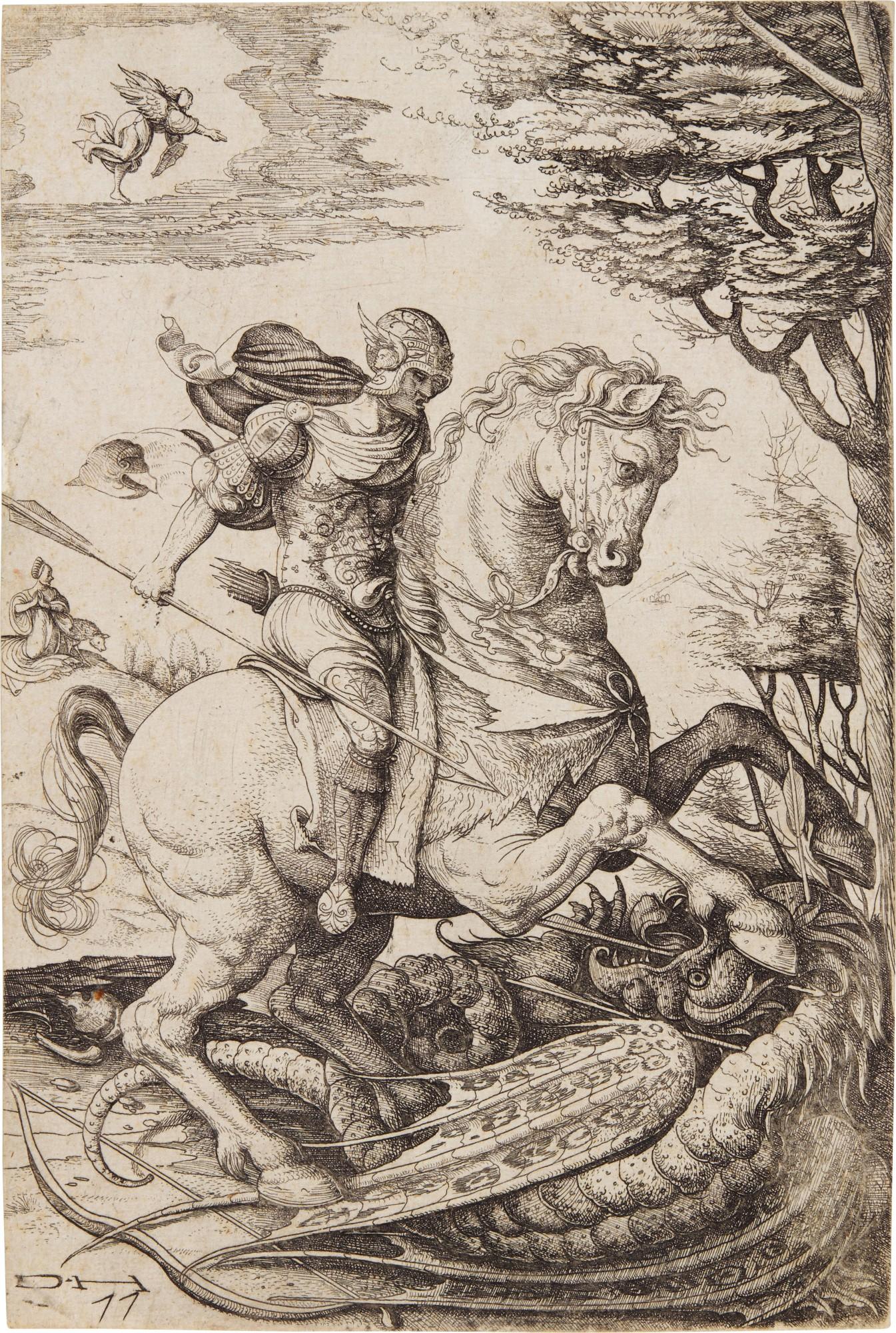 Daniel Hopfer - Saint George Slaying the Dragon (B. 41; Holl. 47)
