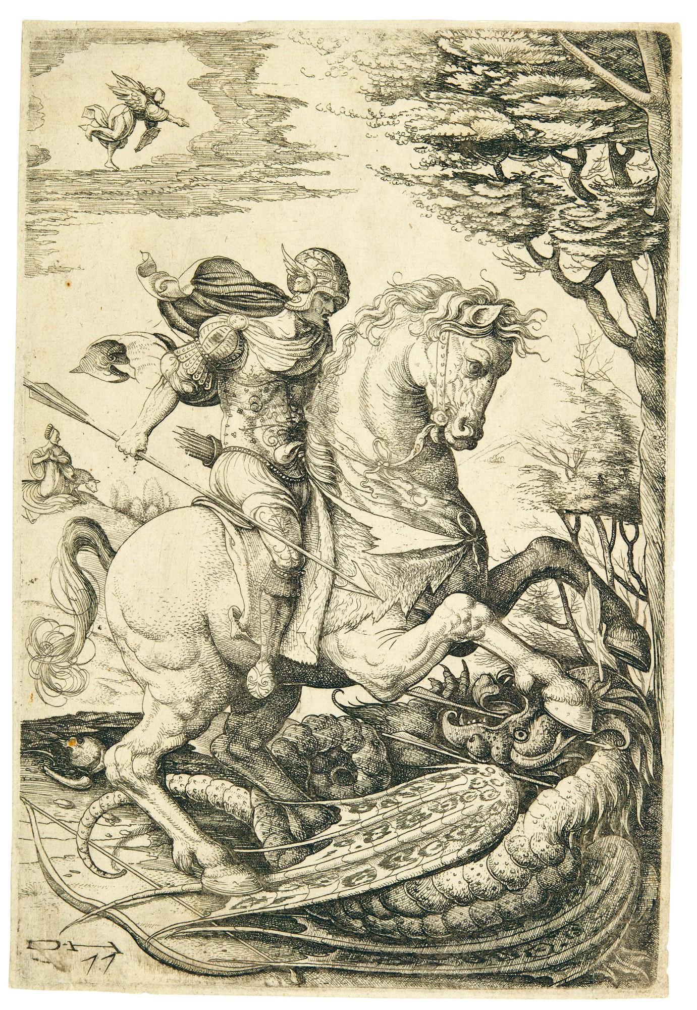 Daniel Hopfer - Saint George Slaying the Dragon (Bartsch 41; Hollstein 47)