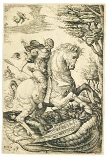 Daniel Hopfer - Saint George Slaying the Dragon (Bartsch 41; Hollstein 47)