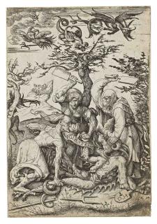 Daniel Hopfer - Three Old Women beating the Devil (B. 71; Holl. 80)
