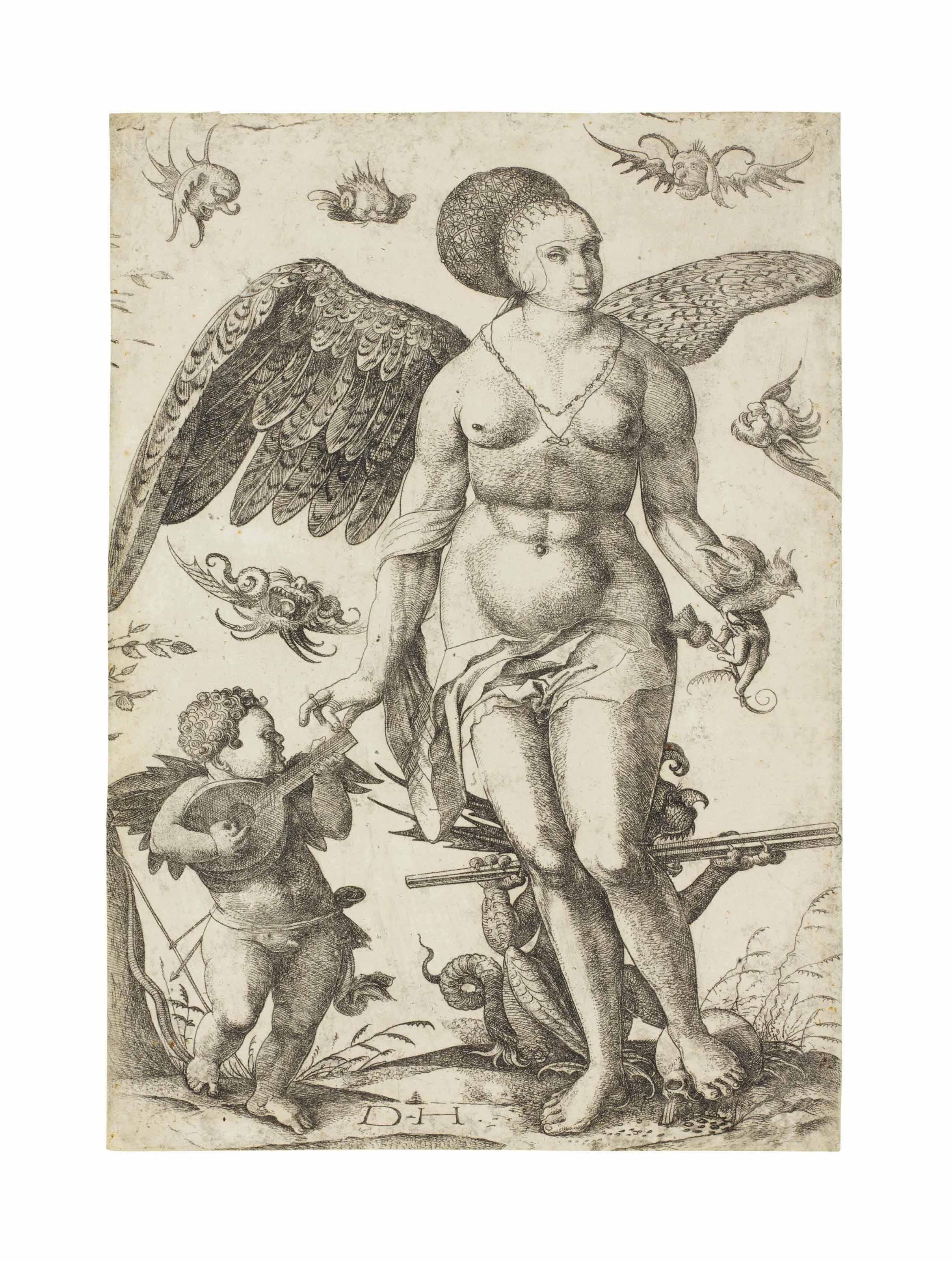 Daniel Hopfer - Venus and Cupid (B. 46; Holl. 54)