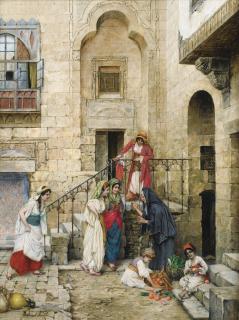 Daniel Israel - Femmes Dans Une Cour En Orientdaniel Israel ; Women In An Oriental Courtyard ; Signed And Located Lower Left Munchen ; Oil On Panel