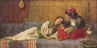 Daniel Israel - Figures on a couch with a hookah pipe