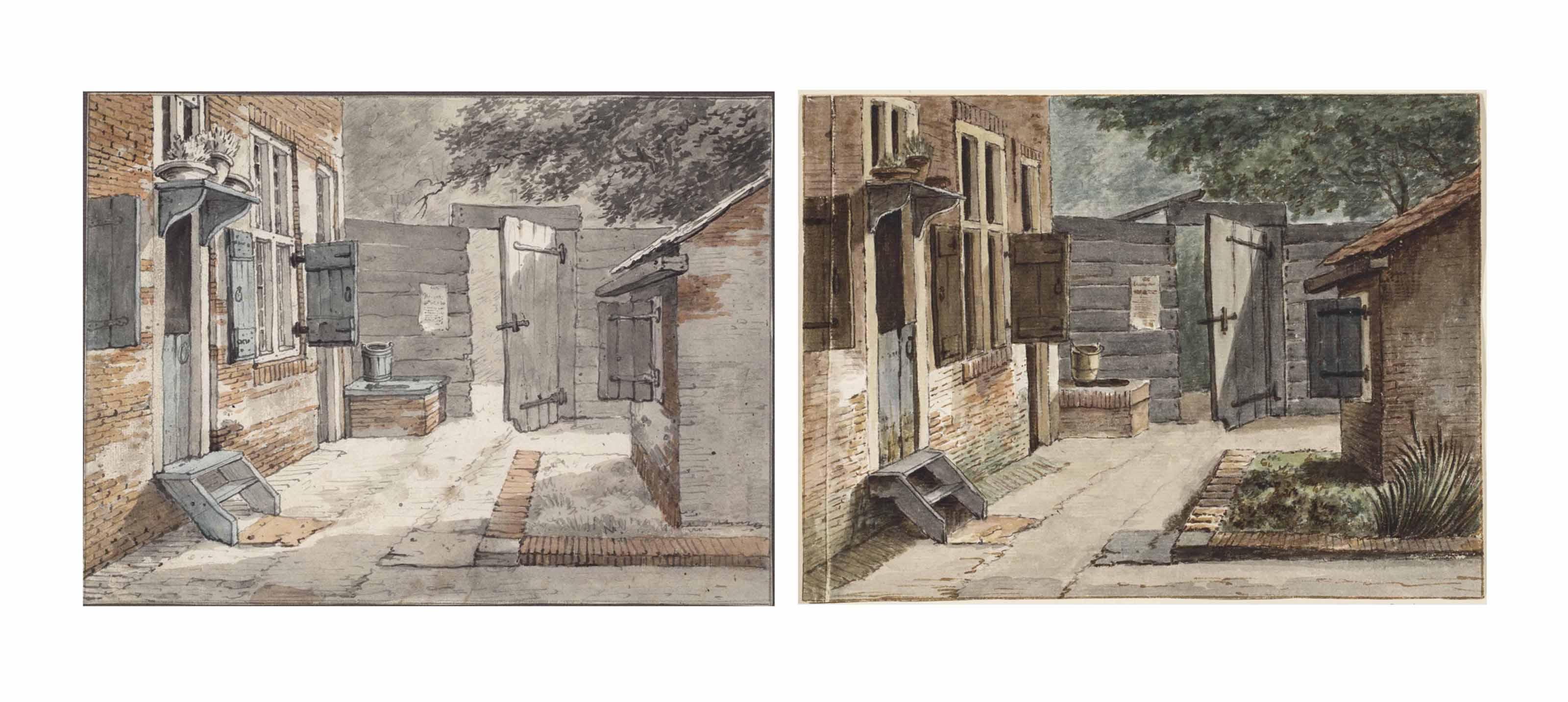 Daniël Kerkhoff - View of a courtyard in Haarlem; and Another of the same