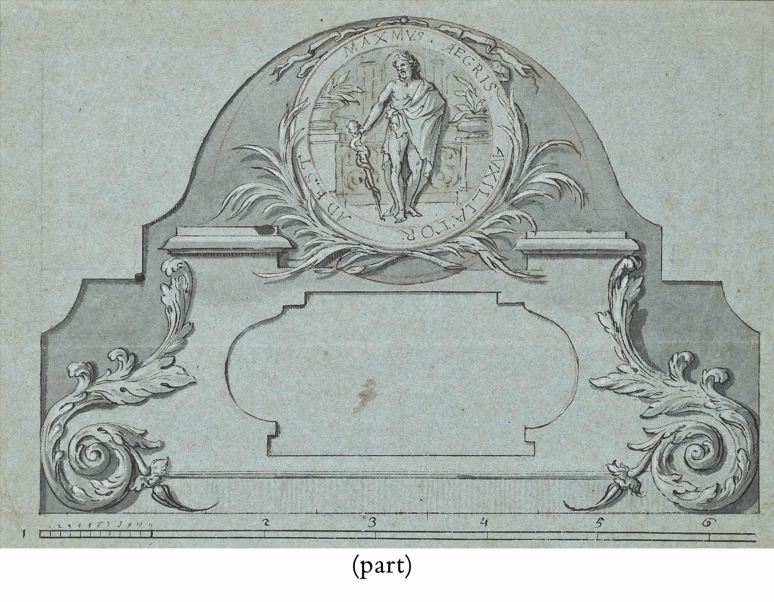Daniel Marot - Design for an ornamental plaque depicting Aesculapius
