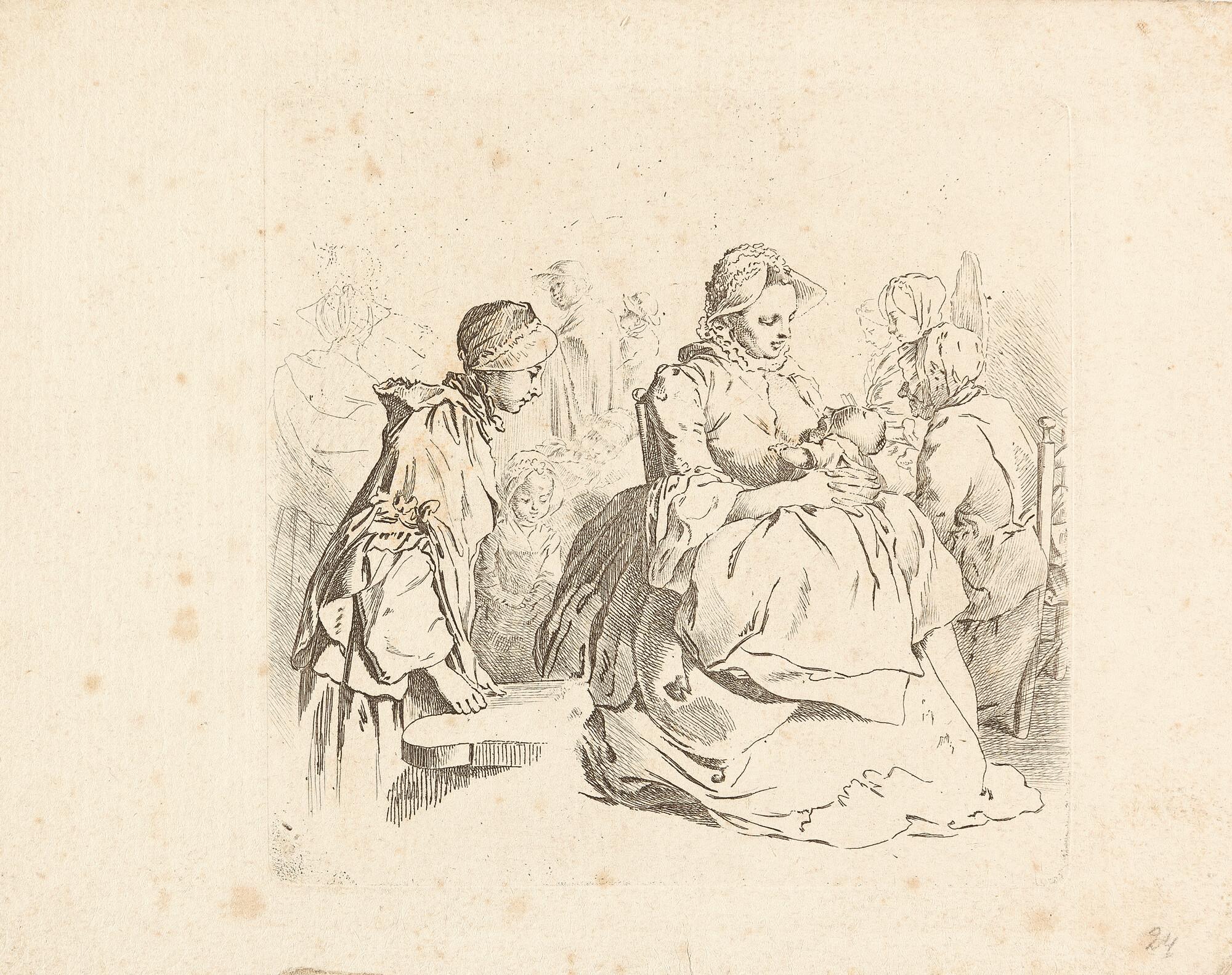 Daniel Nicolas Chodowiecki - 2 Bll.: Die Kinderstube des Künstlers – Russen und Türken.