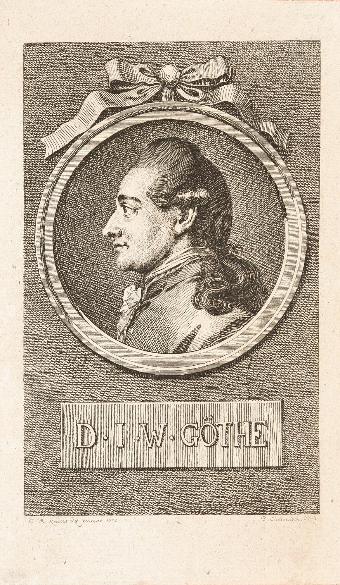 Daniel Nicolas Chodowiecki - 2 Bll.: Porträt von J.W. von Goethe – Porträt von J. A. Eberhard.