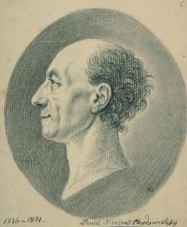 Daniel Nicolas Chodowiecki - Bildnis eines Mannes im Profil nach links.