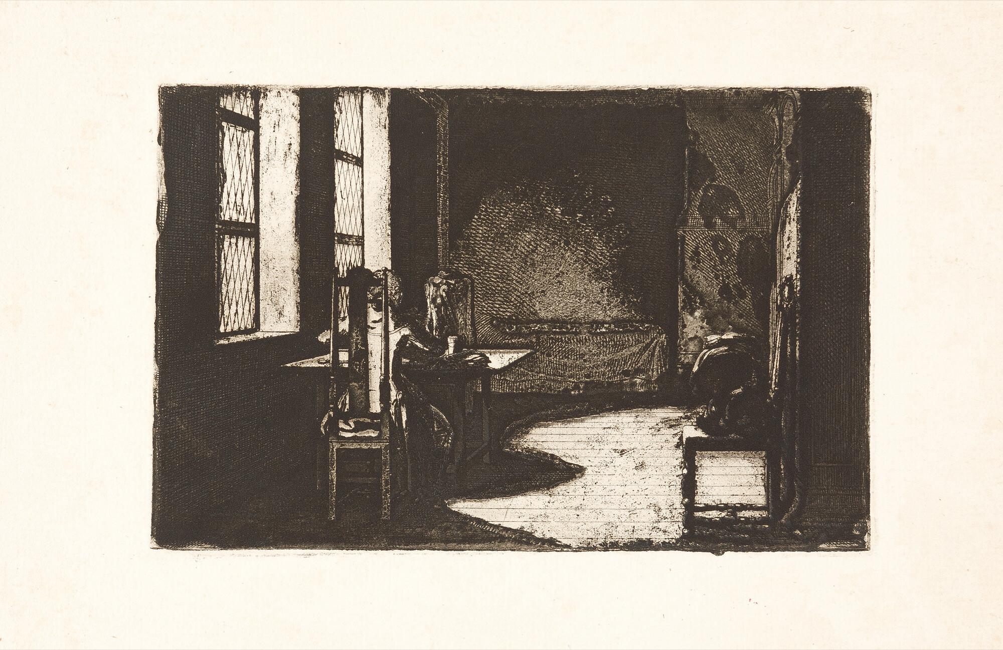 Daniel Nicolas Chodowiecki - Der Künstler in dem Zimmer seiner Mutter zu Danzig.