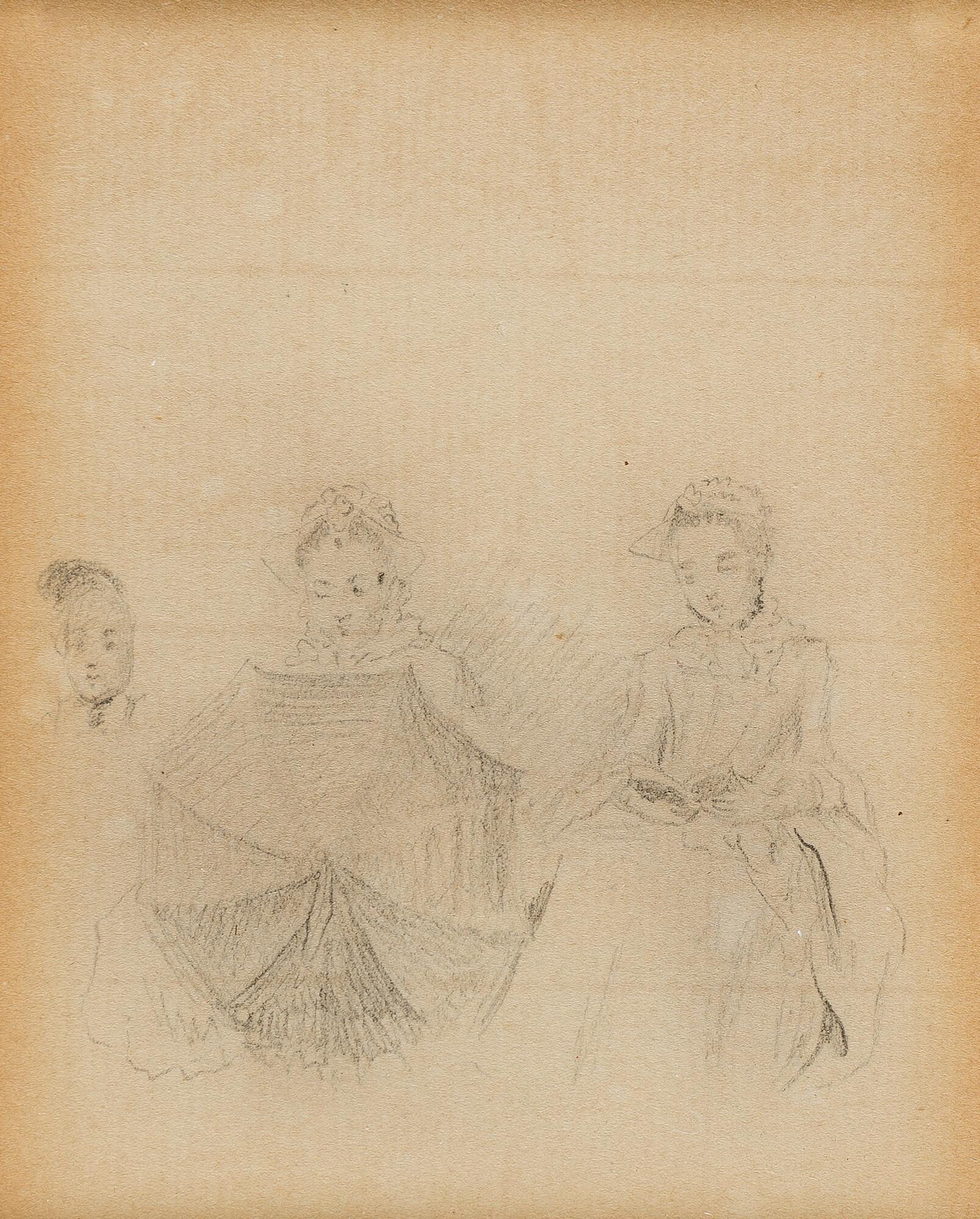 Daniel Nicolas Chodowiecki - Drei Damen mit Schirm (die Demoiselles Quantin).