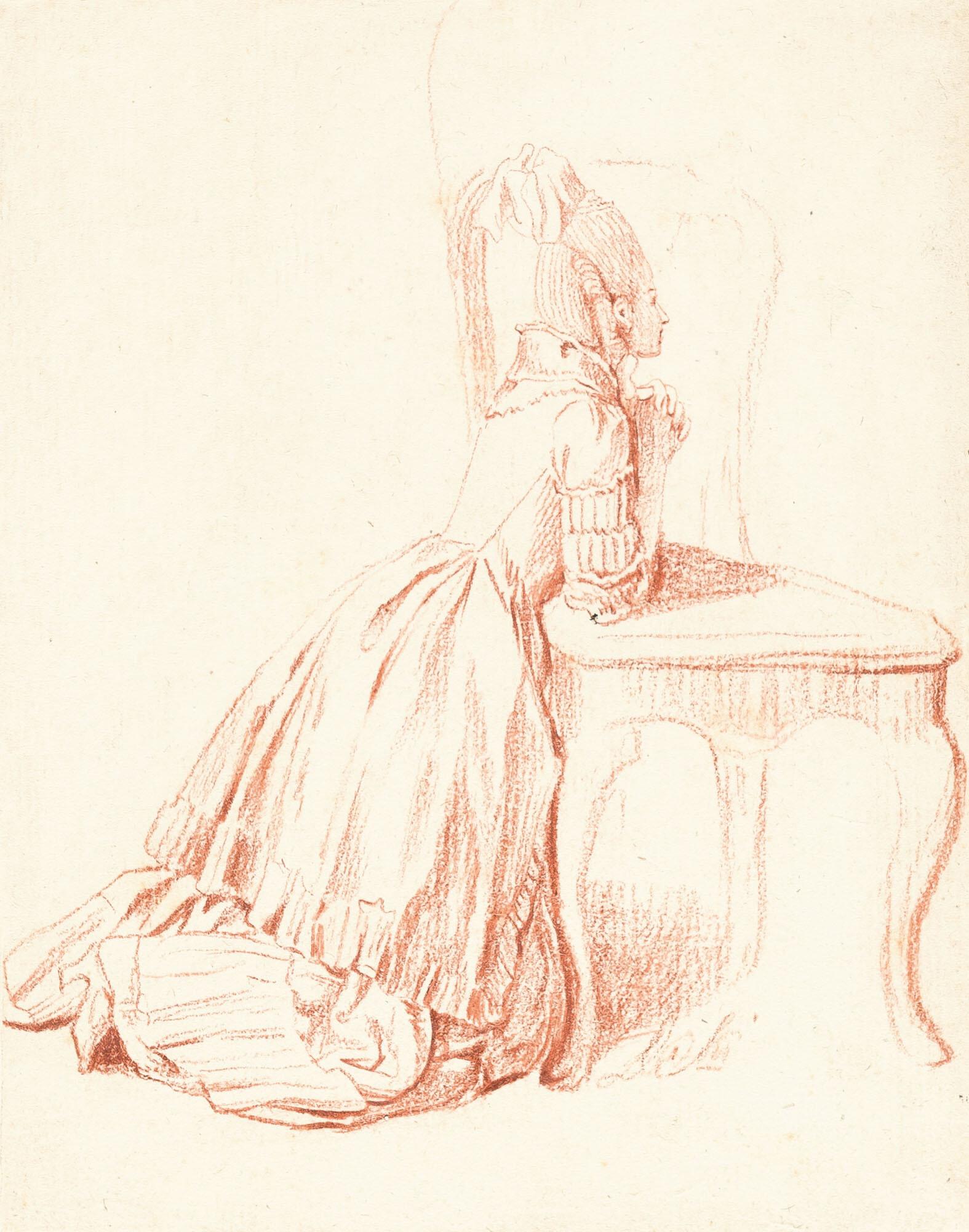 Daniel Nicolas Chodowiecki - Junge Frau, zum Gebet niederkniend.