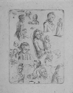 Daniel Nicolas Chodowiecki - Studienblatt von achtzehn Figuren.