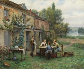 Daniel Ridgway Knight - American coffee In The Garden