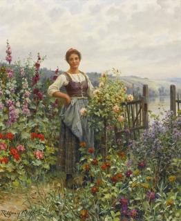 Daniel Ridgway Knight - American tending The Flowers