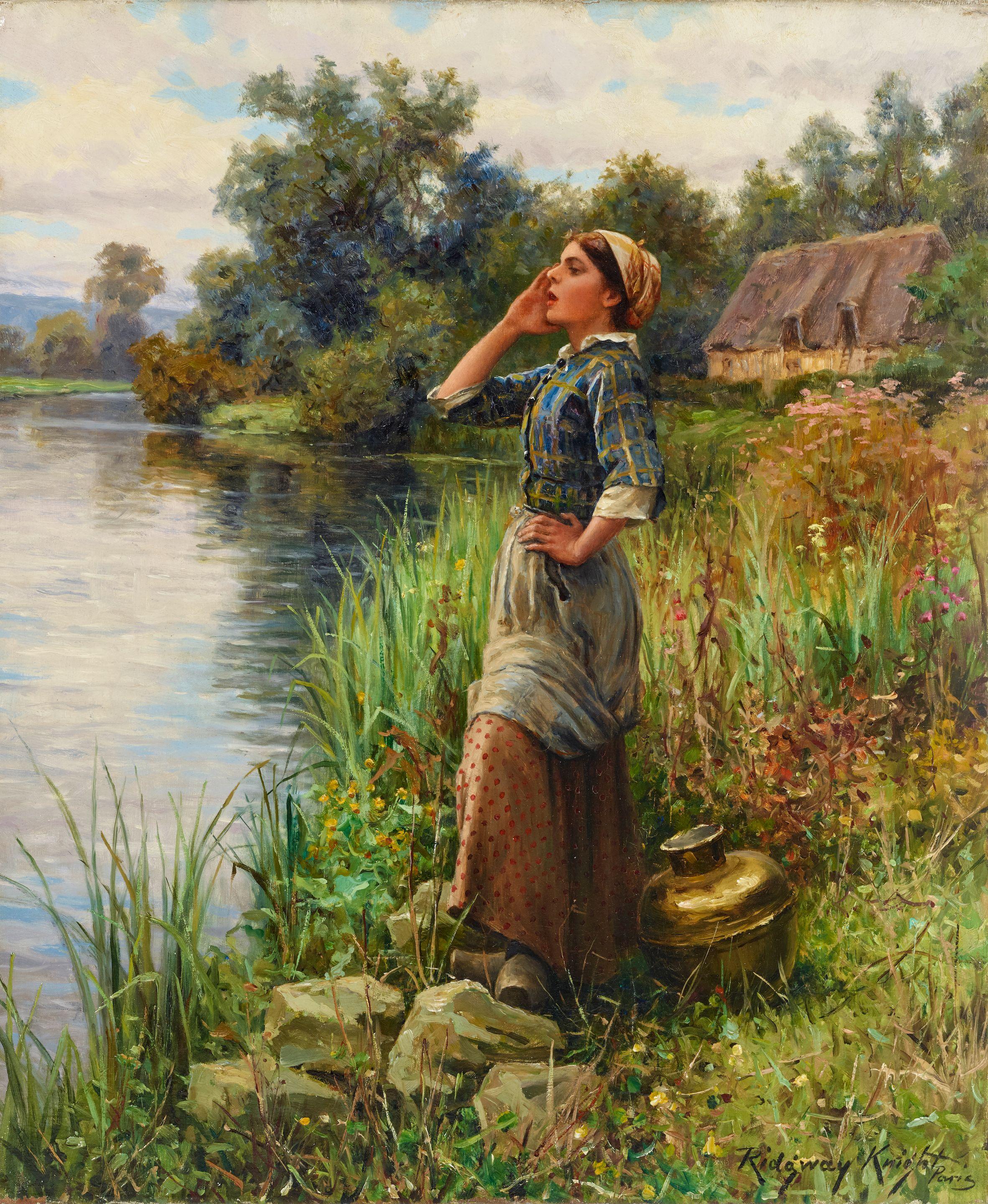 Daniel Ridgway Knight - Calling Across The River