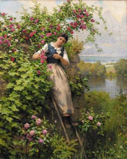 Daniel Ridgway Knight - Cutting the Roses