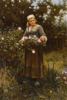 Daniel Ridgway Knight - Gathering Roses