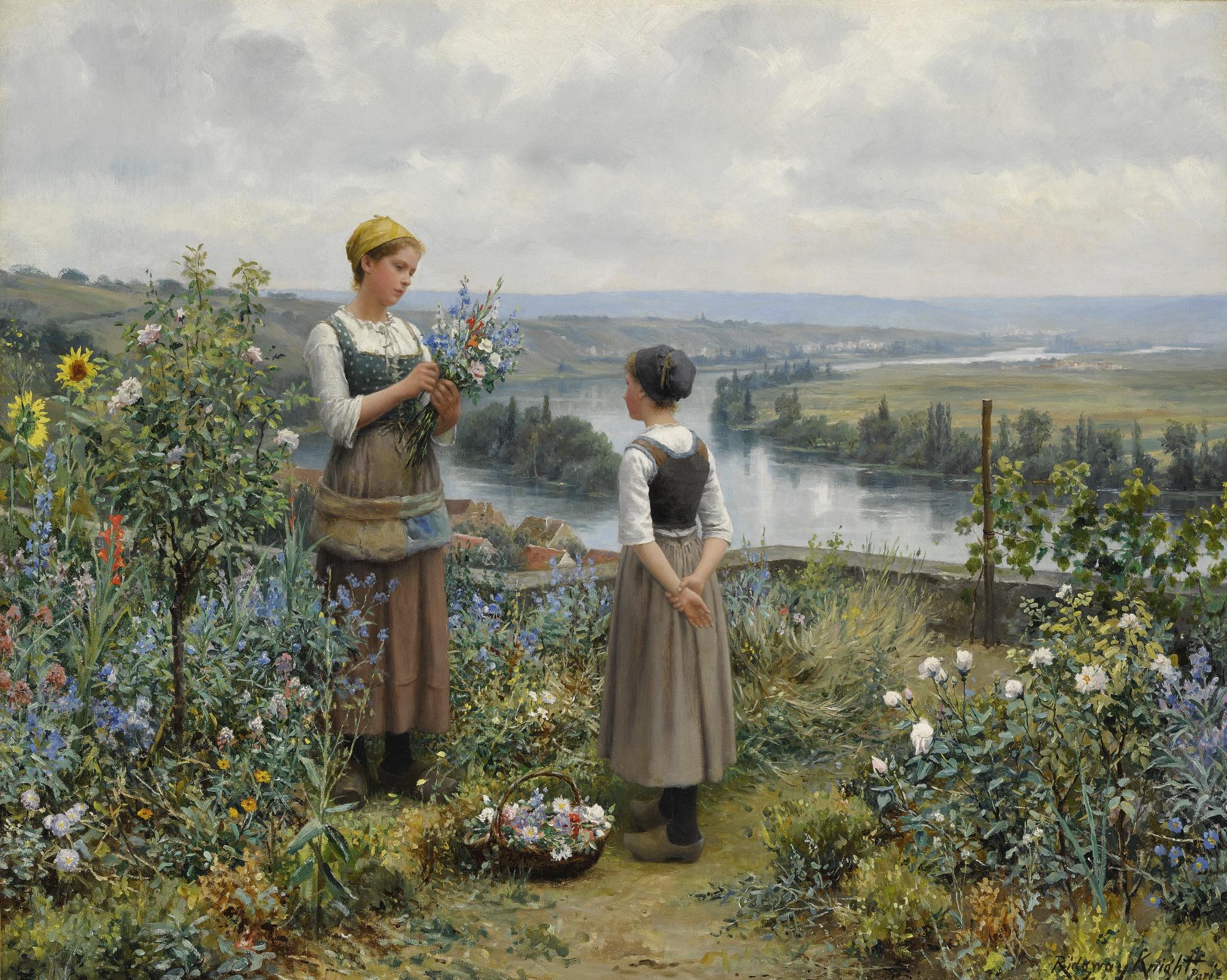 Daniel Ridgway Knight - Picking Flowers