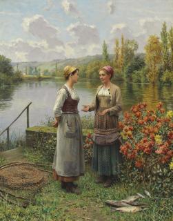 Daniel Ridgway Knight - Two Women in a Landscape