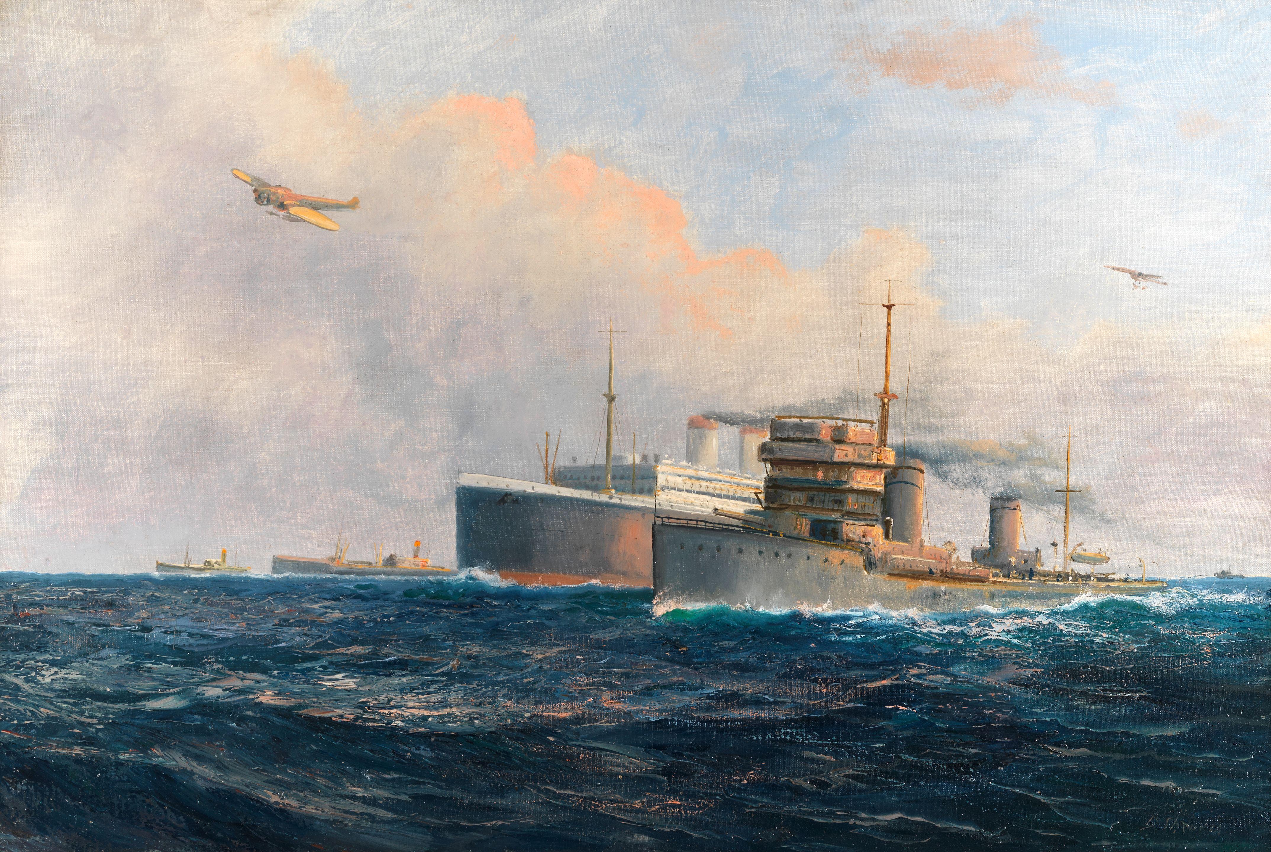 Daniel Sherrin - A convoy of ships during the First World War with additional support from the air