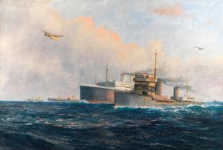 Daniel Sherrin - A convoy of ships during the First World War with additional support from the air