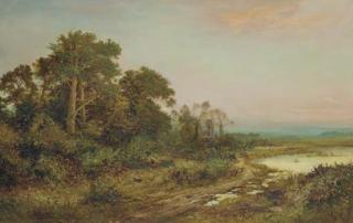 Daniel Sherrin - A Wooded Landscape with a Lake