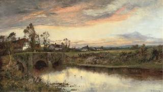 Daniel Sherrin - Figures On A Bridge At Sunset