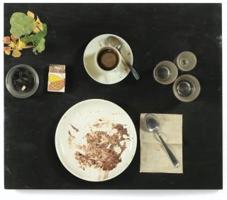 Daniel Spoerri - Variations On A Meal By Noma Copleysigned, Dated 64 And Titled On The Underneath; Mixed Media On Panel.