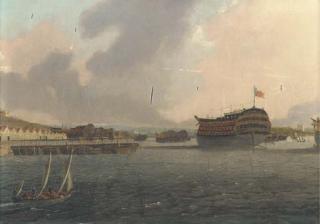 Daniel Turner - HMS Victory at her mooring during refitting at Chatham